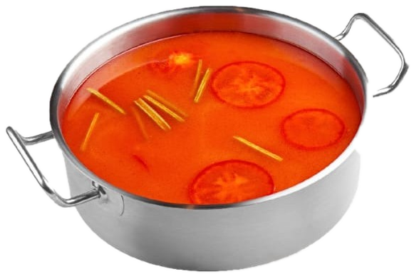 Tomato Broth in a stainless steel pot